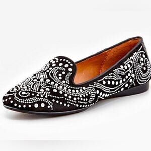 Donald Pliner Debbi2 Studded Smoking Slippers Loafers Women’s Sz 7.5 Black